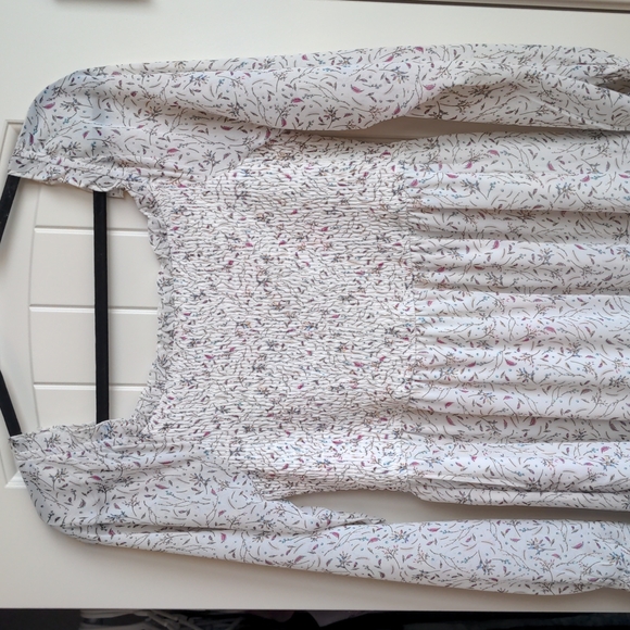 Pink Blush Ivory Floral Smocked Midi Dress - Picture 2 of 4